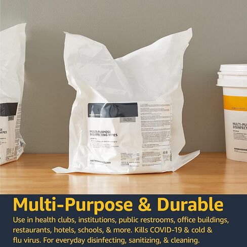 مناديل مطهرة متعددة الأغراض من أمازون التجارية، أكياس إعادة التعبئة، عدد 1600، عبوتان من 800 قطعة in Kuwait