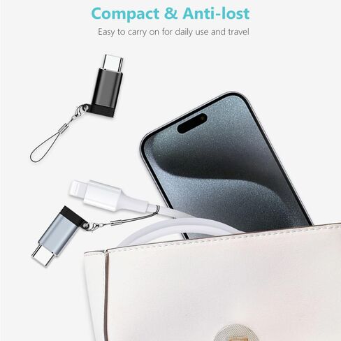 محول Lightning إلى USB C، 4 حزم محول USB C إلى Lightning لأجهزة iPhone 15/15 Pro/15 Pro Max/15 Plus، iPad Air، Samsung، يدعم الشحن ونقل البيانات، وليس للصوت/OTG in Kuwait