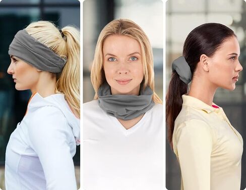 Thermajane Fleece Neck Warmer | Neck Warmers for Women | Neck Gaiters for Women | Buff | Face Mask for Cold Weather | Ski Mask, Grey (2 Pack) in Saudi Arabia