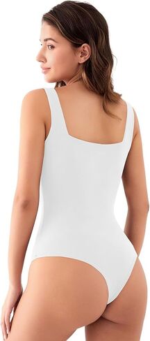 MISSJOY Women's Square Neck Sleeveless Slimming Going Out Tank Tops Bodysuits Clubwear in Saudi Arabia