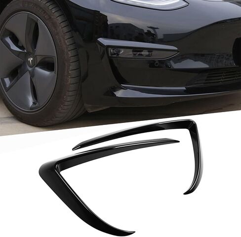 Tesla Model 3 غطاء أمامي للضباب الخفيف إطار مصباح الضباب شفرة حافة الحاجب سبويلر لطراز Tesla 3 2017 2018 2019 2020 2021 2022 2023 (ألياف الكربون اللامعة) in Kuwait