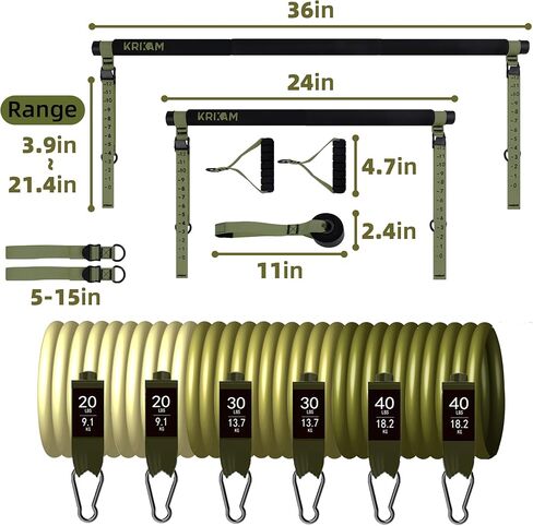 طقم بار بيلاتيس مع أشرطة مقاومة، مجموعة أربطة مقاومة مع بار، معدات بيلاتيس محمولة للتمرين في صالة الألعاب الرياضية المنزلية in Kuwait