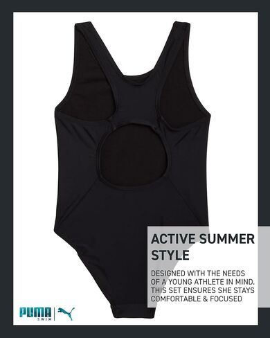 PUMA Girls' Swimsuit Set - Bathing Suit with Cover Up Tank Top and Shorts or Sleeveless Romper - Swim Set for Girls (4-6X) in Saudi Arabia