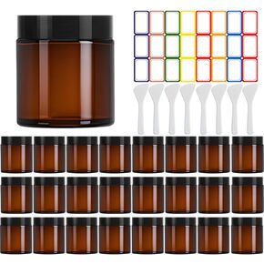 4 oz Amber Glass Jars with Lids,24 Pack 4oz Small Glass Jars with Lids & Inner Liners,4 Ounce Lotion Jar for Cosmetics Container,Cream Lotion,Body Scrub in Saudi Arabia