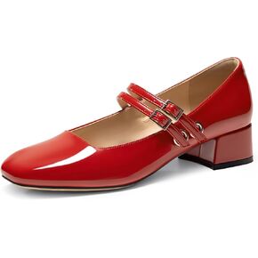 Women's Mary Jane Low Pearl Heels Closed Square Toe Pumps Ballet Dressy Double Strap Comfortable Slip on Shoes in Kuwait