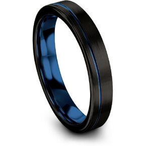 Tungsten Carbide Wedding Band Ring 10mm 8mm 6mm 4mm for Men Women Blue Black Offset Line Flat Cut Brushed Polished Personalized Custom Engraving Anniversary Engagement in Saudi Arabia