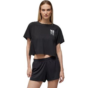 ADIDAS Y-3 Women's Running Short Sleeve Cropped TEE, Black, Large in Kuwait