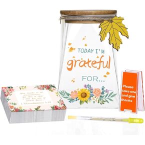 جرة الامتنان - ملاحظات الشكر والتأكيدات الإيجابية التي يمكنك صنعها بنفسك - عد بركاتك - 180 بطاقة كتابة - نشاط عيد الشكر، هدية عيد الميلاد، عيد الميلاد، تذكار العائلة والأصدقاء (نمط ورقي) in Kuwait
