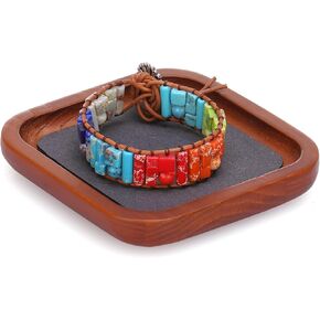 Wooden Jewelry Display Tray Rounded Rectangle Ring Showcase Stackable Elegant Bracelet Watch Jewelry Organizer for Personal Use and Commerce (Old Lace, Small-W 3.9'' x H 0.6'' x L 3.9'') in Saudi Arabia
