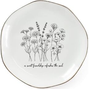 A Sweet Friendship Refreshes The Soul Ring Dish – Gifts for Women, Ceramic Jewelry Tray for Birthday, Bridesmaid, BFF, Inspirational Trinket Holder in Saudi Arabia