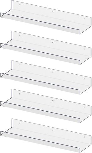 RLAVBL 5 Pack Acrylic Shelves, 15" Floating Wall Shelves for Bedroom, Living Room, Bathroom, Kitchen Storage in Saudi Arabia