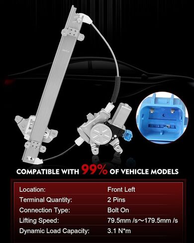 Front Left Driver Side Power Window Regulator with Motor for:-Nissan Juke 2011 2012 2013 2014 2015 2016 2017, Juke 11 12 13 14 15 16 17, 2 Pins Connector Replace# 80721-1KA0A, 751-438, 751438 in Saudi Arabia