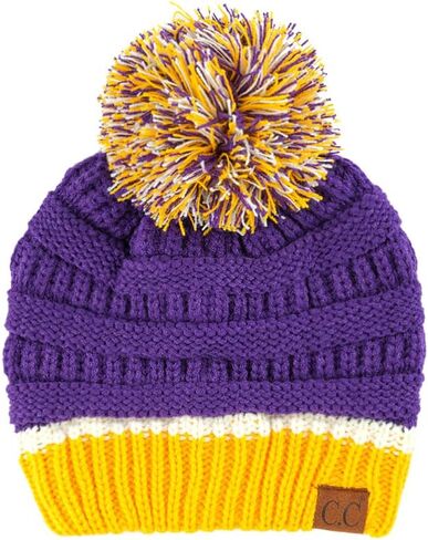 ScarvesMe Exclusive University College School Team Color Pom Pom Skully Beanie Hat Cap in Saudi Arabia
