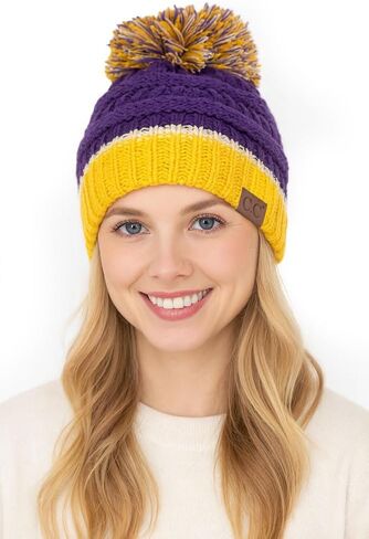 ScarvesMe Exclusive University College School Team Color Pom Pom Skully Beanie Hat Cap in Saudi Arabia