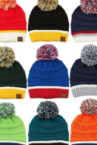 ScarvesMe Exclusive University College School Team Color Pom Pom Skully Beanie Hat Cap in Saudi Arabia