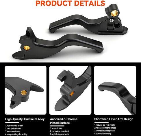 Jerbor 3 Finger 5.9" Shorty Brake Clutch Levers Kit for 2015-2024 Harley Softail Standard Street Bob Low Rider/S Sport Glide, CNC Aluminum Alloy Hand Control Lever Kit for 2015-2024 Most Softail in Saudi Arabia