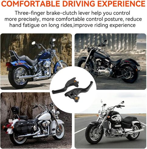 Jerbor 3 Finger 5.9" Shorty Brake Clutch Levers Kit for 2015-2024 Harley Softail Standard Street Bob Low Rider/S Sport Glide, CNC Aluminum Alloy Hand Control Lever Kit for 2015-2024 Most Softail in Saudi Arabia