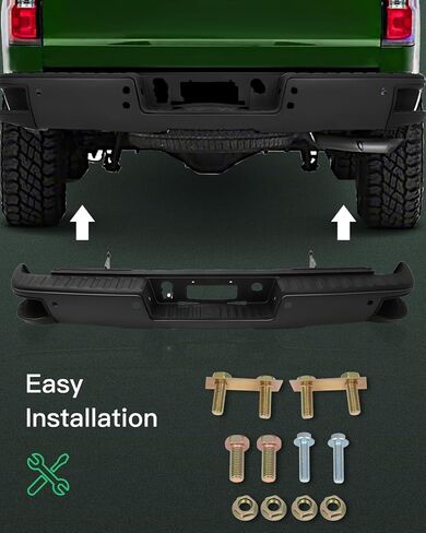 SCITOO Heavy Duty Steel Rear Bumper fit for 2014-2018 for Chevy for Silverado 1500 for GMC for Sierra 1500 w/Park Texture Black Bumper,Comes with Parking Sensor Holes in Saudi Arabia