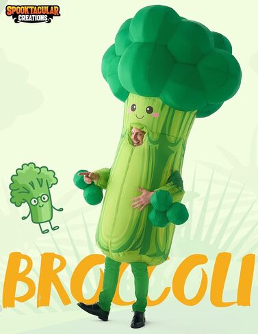 أزياء Spooktacular Creations الهالوين القابلة للنفخ للبالغين، زي نفخ البروكلي لكامل الجسم، بدلة خضراء مضحكة قابلة للنفخ لحفلات الهالوين التنكرية، مقاس كبير (67 بوصة) in Saudi Arabia