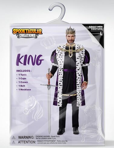 أزياء Spooktacular Creations Halloween King للرجال، زي أرجواني Majestic King للرجال لحفلات الهالوين التنكرية in Saudi Arabia