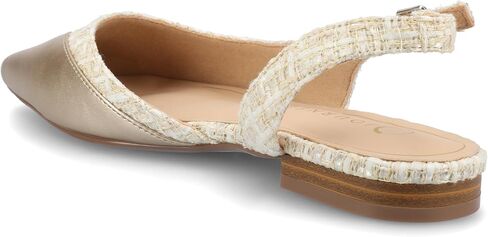Journee Womens Buckle Slingback Tweed Stacked Block Heel Closed Pointed Toe Comfort Foam Daphnne Flat in Saudi Arabia