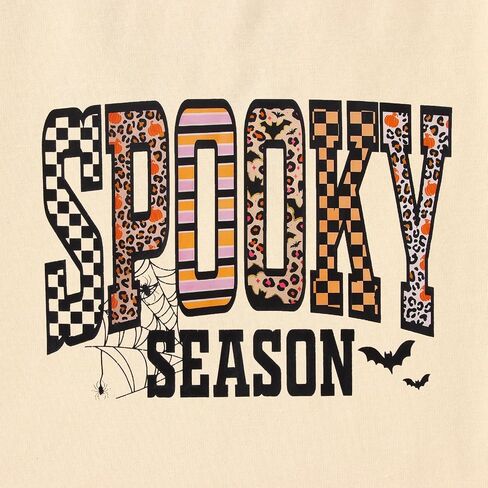 CM C&M WODRO Girls Halloween T-Shirt Leopard Spooky Season Letter Graphic Tee Shirt Short Sleeve Cute Funny Kids Fall Tops in Saudi Arabia