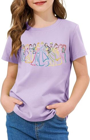 Magical Girls Shirts Magic Princess Tshirts Clothes Cute Short-Sleeve Tees Casual Vacation Soft Tops for Toddlers Kids in Kuwait