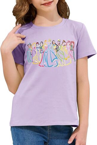 Magical Girls Shirts Magic Princess Tshirts Clothes Cute Short-Sleeve Tees Casual Vacation Soft Tops for Toddlers Kids in Kuwait