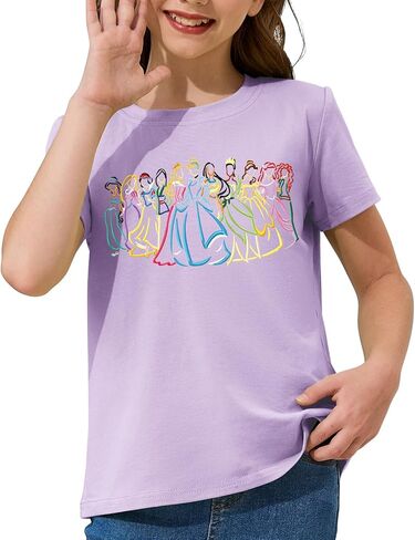 Magical Girls Shirts Magic Princess Tshirts Clothes Cute Short-Sleeve Tees Casual Vacation Soft Tops for Toddlers Kids in Kuwait