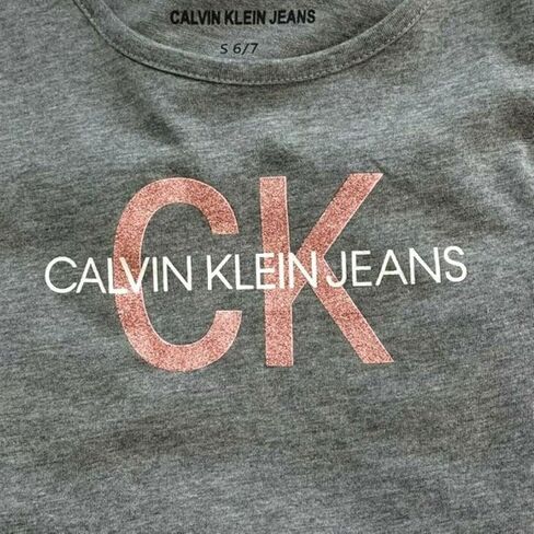 Calvin Klein Girls' 2 Pack Short Sleeve Graphic Logo Tees, Med Grey HTR/Candy Pink, Small (6/7) in Saudi Arabia