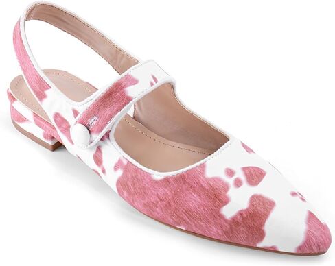 Mary Jane Pump Shoes for Women Slingback Pointed Closed Toe Mary Jane Flats Cute Ballerina Shoes Dressy Ballet Flats Low Chunky Block Heels in Saudi Arabia