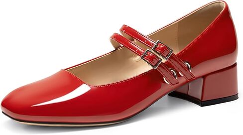 حذاء نسائي من Mary Jane بكعب منخفض لؤلؤي ومقدمة مربعة مغلقة وأحذية باليه أنيقة وحزام مزدوج مريح سهل الارتداء in Kuwait