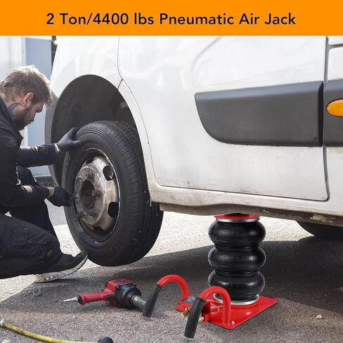 3-Ton Red Air Bag Jack – 6600lbs Heavy-Duty Pneumatic Lift for Trucks & SUVs | 5.5"-15.7" Rapid Lift, Semi-Round Handle & Triple Safety Valves in Kuwait