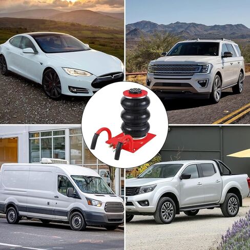 3-Ton Red Air Bag Jack – 6600lbs Heavy-Duty Pneumatic Lift for Trucks & SUVs | 5.5"-15.7" Rapid Lift, Semi-Round Handle & Triple Safety Valves in Kuwait