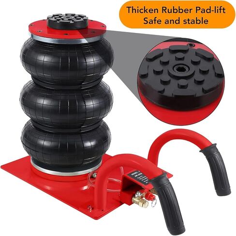 3-Ton Red Air Bag Jack – 6600lbs Heavy-Duty Pneumatic Lift for Trucks & SUVs | 5.5"-15.7" Rapid Lift, Semi-Round Handle & Triple Safety Valves in Kuwait