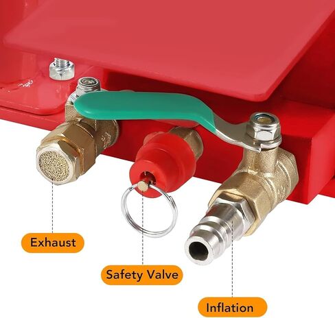 3-Ton Red Air Bag Jack – 6600lbs Heavy-Duty Pneumatic Lift for Trucks & SUVs | 5.5"-15.7" Rapid Lift, Semi-Round Handle & Triple Safety Valves in Kuwait