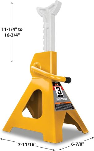Performance Tool W1619 3 Ton Trolley Jack and Jack Stands: 6000 lb Capacity, 5.75-17.125-in Lift, 11.25-16.75-in Height Ratchet-Style Jack Stands, Swivel Casters and Steel Wheels, High-Viz Yellow in Saudi Arabia