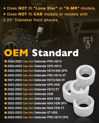 طقم رفع 3 بوصات، متوافق مع Can-Am Defender Lone Star/Limited/X-MR فقط، نظام تعليق أمامي وخلفي للطرق الوعرة، ترقية لتحسين الخلوص الأرضي، فواصل التحميل المسبق من الألومنيوم، تسمح بإطارات تصل إلى 28 بوصة in Kuwait