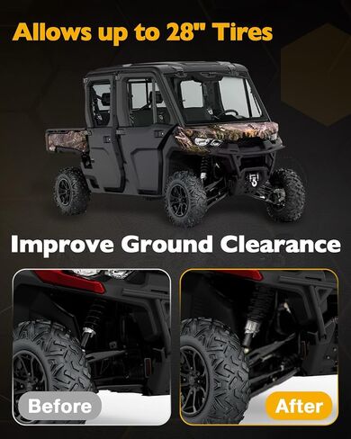 طقم رفع 3 بوصات، متوافق مع Can-Am Defender Lone Star/Limited/X-MR فقط، نظام تعليق أمامي وخلفي للطرق الوعرة، ترقية لتحسين الخلوص الأرضي، فواصل التحميل المسبق من الألومنيوم، تسمح بإطارات تصل إلى 28 بوصة in Kuwait