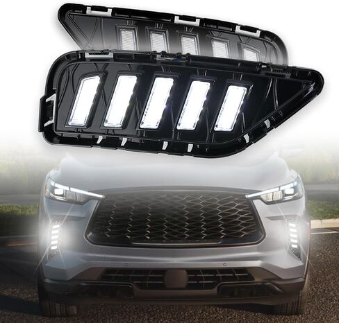 ترقية LED المصد الأمامي ضوء الضباب DRL العنبر متتابعة بدوره إشارة مصباح ميزة عدة لإنفينيتي QX60 2022 2023 2024 2025 استبدال لوحة تقليم مصبغة 62257-6SA0B، قطعتان in Saudi Arabia