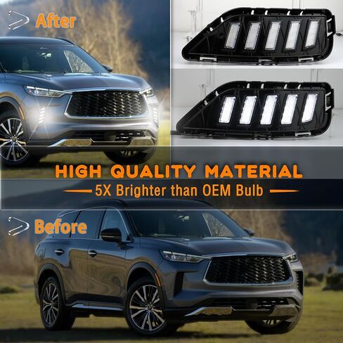ترقية LED المصد الأمامي ضوء الضباب DRL العنبر متتابعة بدوره إشارة مصباح ميزة عدة لإنفينيتي QX60 2022 2023 2024 2025 استبدال لوحة تقليم مصبغة 62257-6SA0B، قطعتان in Saudi Arabia