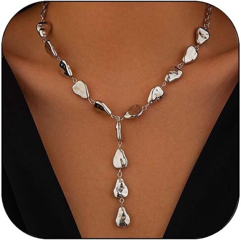 Gold Statement Y Necklace for Women Long Lariat Necklace Gold Baroque Pearl Necklaces in Kuwait