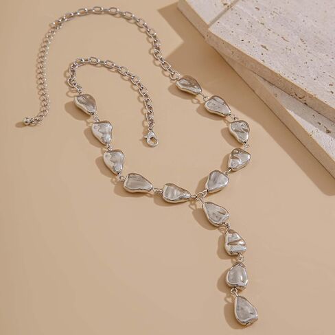 Gold Statement Y Necklace for Women Long Lariat Necklace Gold Baroque Pearl Necklaces in Kuwait