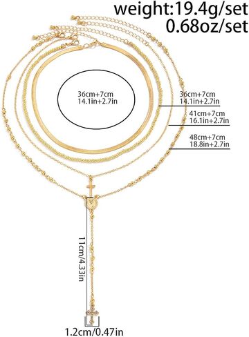 Dainty Cross Y Layered Long Chain Necklace for Women Religious Catholic Virgin Mary Pendant Hypoallergenic Layered Chain Lariat Trendy Jewelry Gift for Her in Saudi Arabia