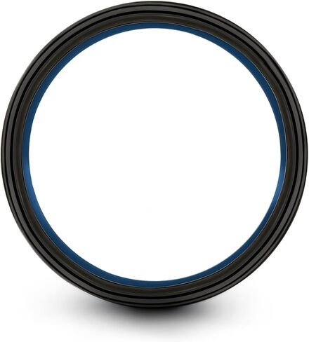Tungsten Carbide Wedding Band Ring 10mm 8mm 6mm 4mm for Men Women Blue Black Offset Line Flat Cut Brushed Polished Personalized Custom Engraving Anniversary Engagement in Saudi Arabia