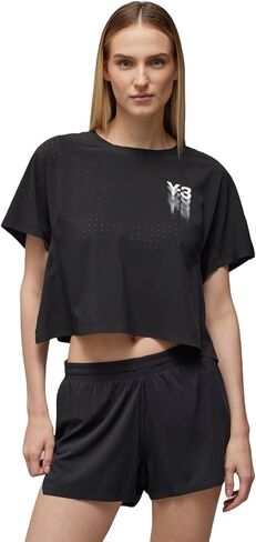 تي شيرت نسائي من ADIDAS Y-3 بأكمام قصيرة للجري، أسود، مقاس كبير in Saudi Arabia
