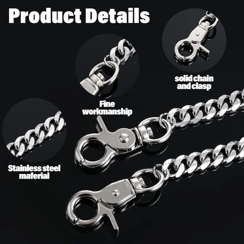 Silver Chain for Pants,Metal Wallet Chains for Men,Double Lock Jean Chains,Punk Keychain,Belt Chain Men for Pants Key Hip Hop Keyholder Trucker Biker Motorcycle(50cm) in Saudi Arabia