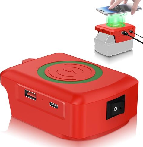 شاحن لاسلكي محمول لبطارية ميلووكي M-18 ليثيوم أيون 18 فولت، شاحن هاتف سريع 15 وات مع مخرج USB ونوع C لهاتف iPhone، وSamsung (بدون بطارية) in Kuwait