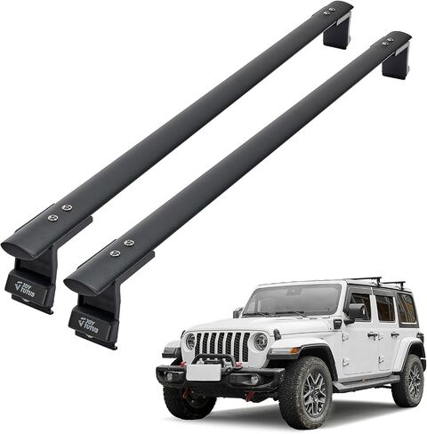قضبان متقاطعة لرف السقف من JOYTUTUS متوافقة مع 2007-2025 Wrangler JK JL & Gladiator JT (فقط للجزء العلوي الصلب)، 550 رطل من القضبان المتقاطعة على السطح العلوي للأمتعة ودراجة التزلج على الجليد وقضبان حمل البضائع in Kuwait