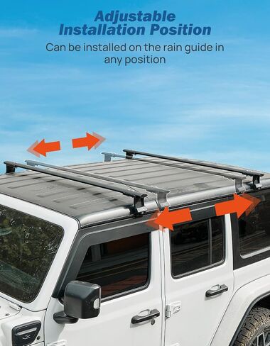 قضبان متقاطعة لرف السقف من JOYTUTUS متوافقة مع 2007-2025 Wrangler JK JL & Gladiator JT (فقط للجزء العلوي الصلب)، 550 رطل من القضبان المتقاطعة على السطح العلوي للأمتعة ودراجة التزلج على الجليد وقضبان حمل البضائع in Kuwait